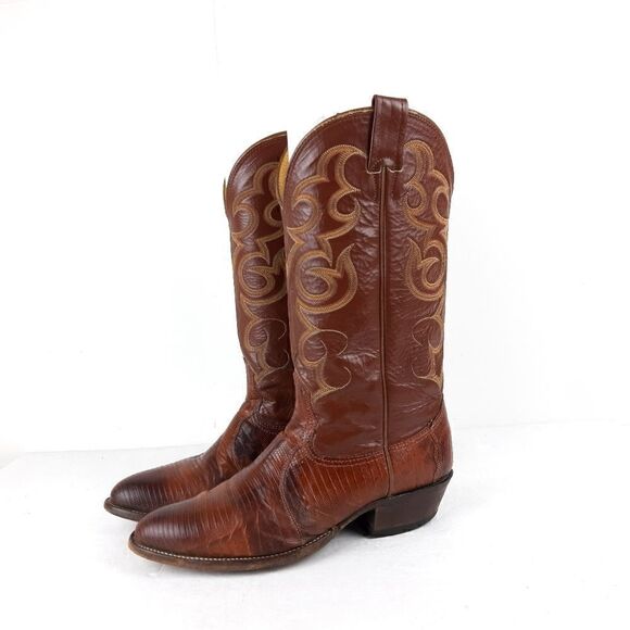 Nocona men's bulhide brown/tan genuine leather  western boots size 8D - Picture 1 of 11